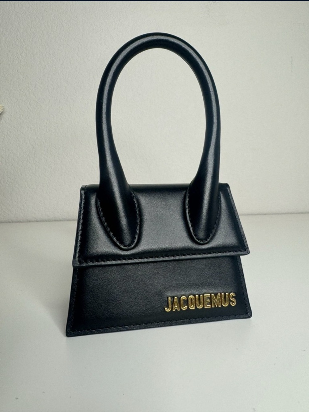 Jacquemus Black Mini Le Chiquito Top-Handle Bag with Gold Logo